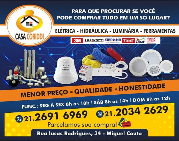 Somos uma loja de materiais elétricos, hidráulicos e de iluminação. loja de material de construção em miguel couto