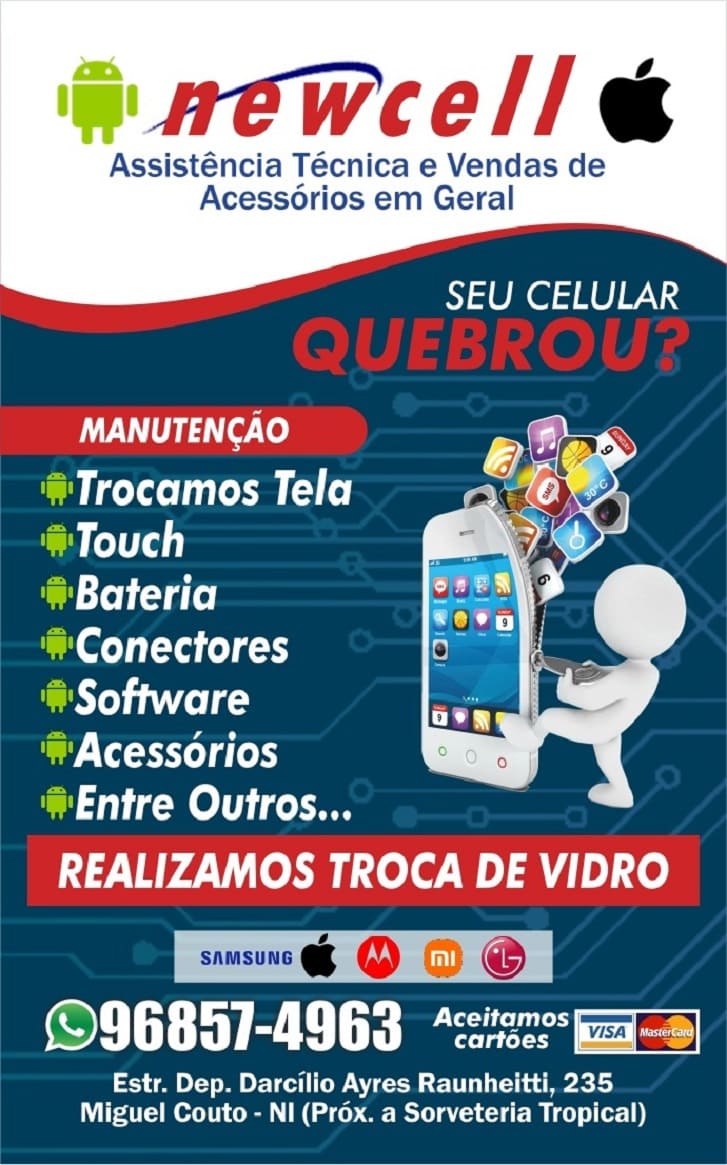Newcell - Assistência Técnica Mewcell miguel couto, conserto de celular em miguel couto, assistência técnica de celular em miguel couto